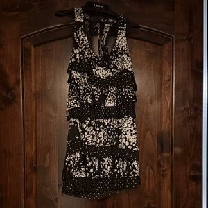 White House Black Market Black and White Sleeveless Blouse